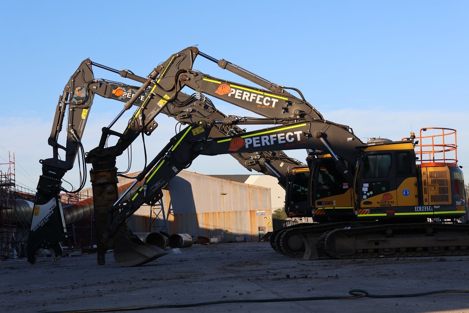 Horsley Park brickworks industrial demolition context with Perfect excavators